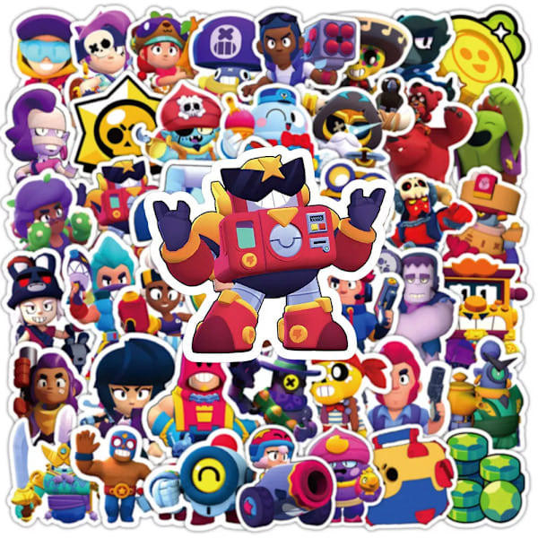 50 Brawl Stars Spillkarakterklistremerker for rom, klistremerker, bærbare datamaskiner, bagasje, skateboard