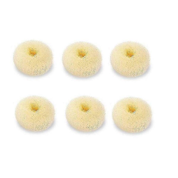 Extra Small Hårknutsmakare för Barn, 6-pack Mini Donut Styler (Small 2\", Off-White)