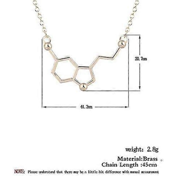 Silver Serotonin Molekyl Hänge Halsband, Organisk Kemi Smycken för Vetenskapsentusiaster, Present till en Vetenskapsstudent 3