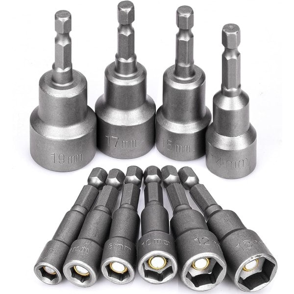 10 stk magnetisk skrutrekkerhylse 6mm -19mm sekskantskrutrekkerhylseadapter for håndbor nøkkelhylse
