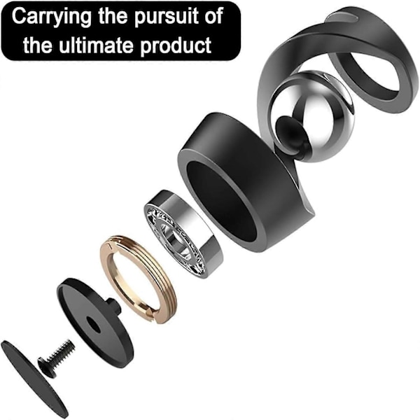 Tyngdekraftutfordrende kinetisk skrivebordsleke, skrivebordsgyroskop, optisk illusjon skrivebordsleke, rustfritt stål kule, stressreduserende kinetisk skulptur Black silver