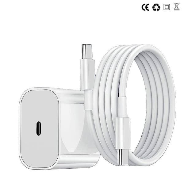 Oplader til iPhone 15 / iPhone 16 / iPhone 17 + 2M kabel Hurtigoplader USB-C til USB-C