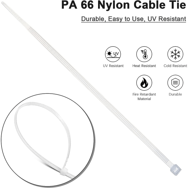 200 x 2,5 mm Nylon sähköjohtojen sidontatelineet Kaapelinsidonnat, asennus noin
