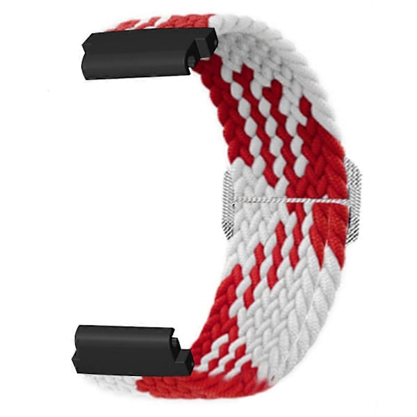 Joustava Nylon-kellohihna Urheiluranneke Garmin Fenix 7S / 6S / 5S:lle, 20 mm PC-liittimellä Red White
