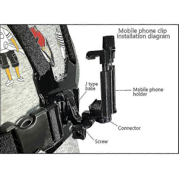 Mobiltelefon Brystmontering Sele Holder Mobiltelefon Klips Action Kamera Justerbare stropper