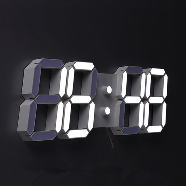 3D LED Digital Væg Glowing Nattilstand Justerbar Sort Black