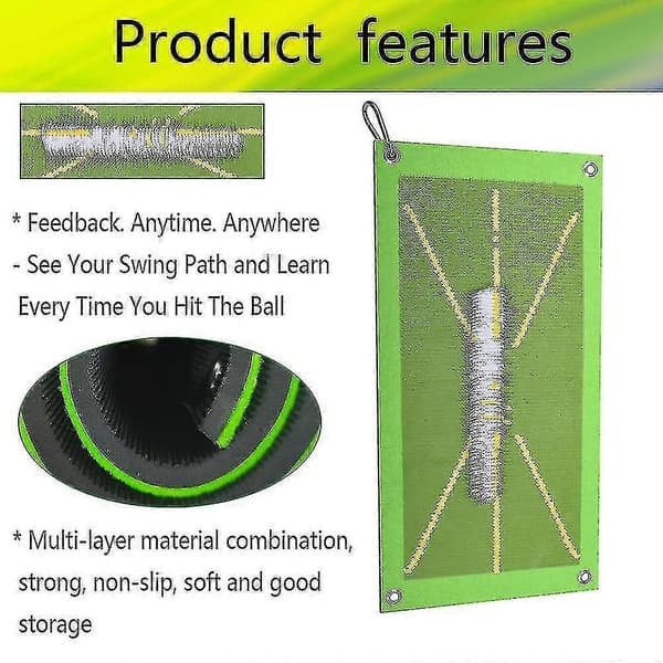 Golf träningsmatta för svingdetektering Batting Path Feedback Golf Practice Mats, Golf Training Aid Utrustning Premium Golf Impact Matta