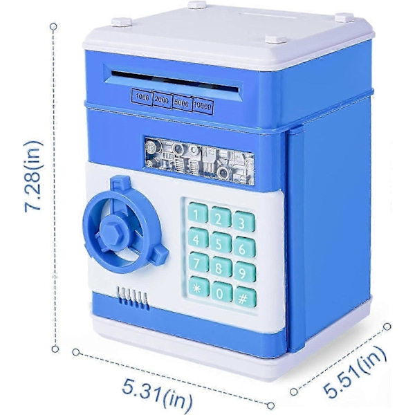 Pengeboks for barn i alderen 3-12 år, elektronisk pengeboks sikkerhetsboks for jenter og gutter, passord pengeboks spareboks for jenter barn -Qin Blue