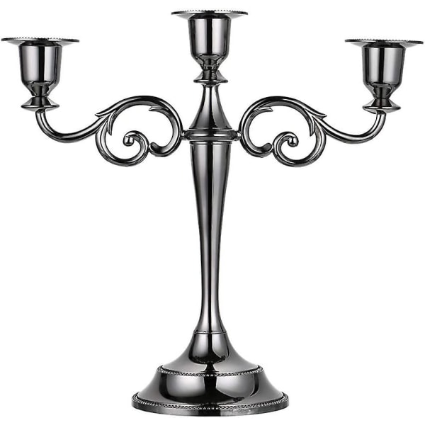 3-armet metal kandelaber lysestage sølv europæisk elegant lysestage lysestage til bryllup spisebord julefest boligdekoration Black