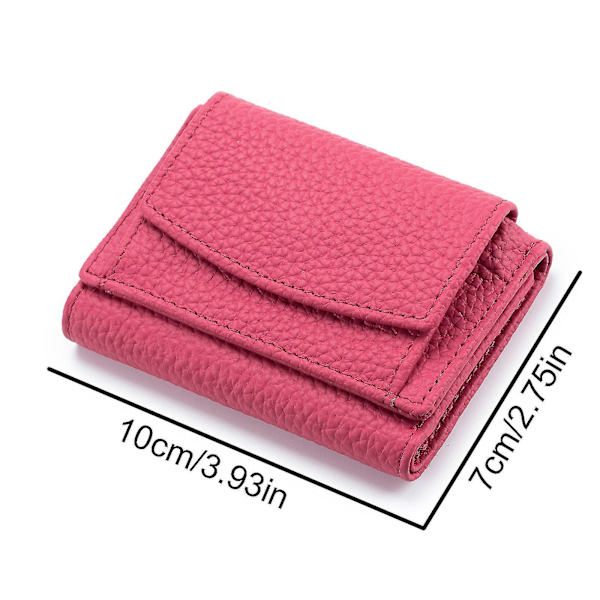 Premium-lompakot naisille - Pieni kolminkertainen luottokorttipidike nahkaisella taittuvalla kolikkotaskulla Rose red