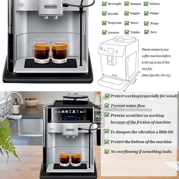 Silikone Måtte Under Kaffemaskiner Apparat Gummi Multifunktionel Basismåtte Automatisk Espressomaskine Tilbehør Sort