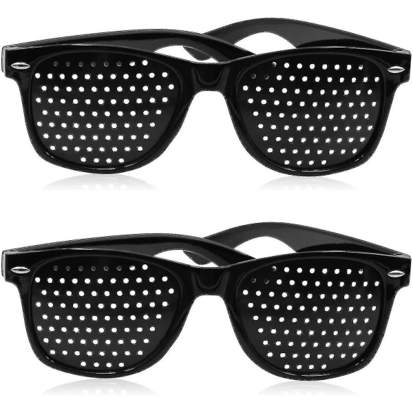 2 stk nålglass for å forbedre synet, svarte unisex synsstyrkende nålehullsbriller