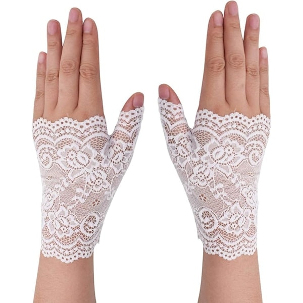Fingerlösa spets handskar för damer, bröllop spets handskar för bröllopsfest halloween