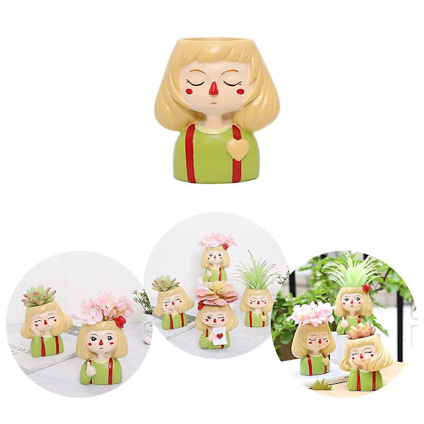 Huvudskulptur Suckulent Kaktus Blomkruka Växtkrukor Heminredning Stil2