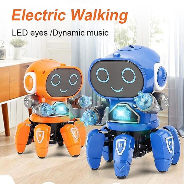 Intelligent elektrisk dansende robotlegetøj til børn med LED-blinkende lys og musik Gårobotlegetøj til drenge piger Julegaver Fjernbetjening Biler & White