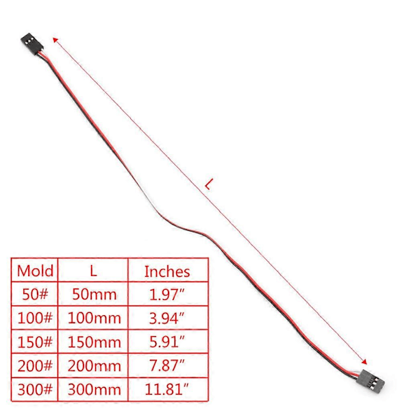 10 st 10 cm Quadcopter Förlängningskabel för Servo Futaba JR Hane till Hane Tråd Kabel RC 300mm