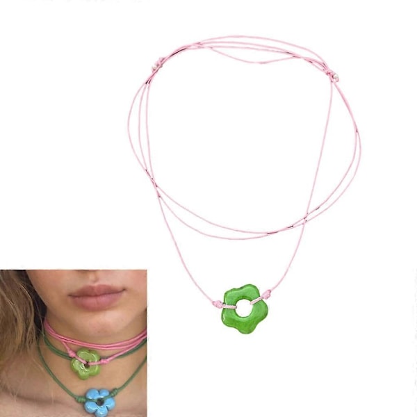 Elegant Halskæde med Blomstervedhæng og Knude, Hul Blomsterchoker til Piger