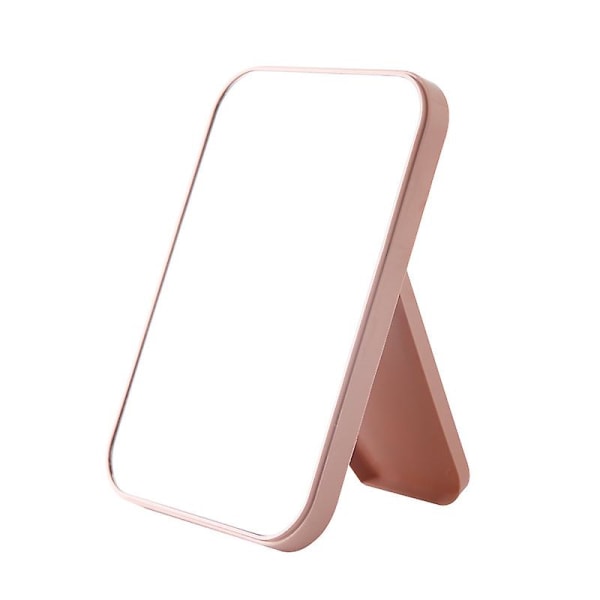 Skrivbordssminkspegel, vikbar sminkspegel Enkel portabel prinsessspegel Fyrkantig spegel sminkspegel Liten spegel med stativ för kvinnor (beige) pink