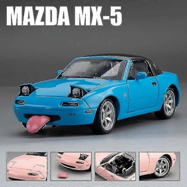 1/32 Mazda Mx-5 Miniature Diecast Mx5 Roadster Legetøjsbilmodel Lyd Lys Døre Åbnelige Samling Gave Til Børn Dreng Kid Boris Blue