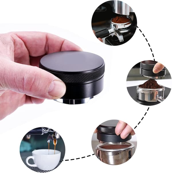 thirei Kaffedistributør, 51 mm 304 Rustfrit Stål Kaffeniveller, Kværnet Kaffe Nivelleringsværktøj, Sort