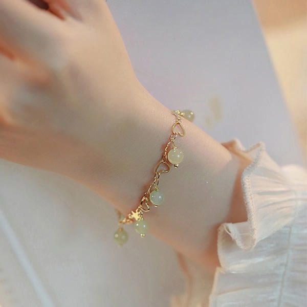Hetian Jade Armband för Kvinnor Trendig Stjärna Hjärta Tassel Charm B Style ONESIZE Style ONESIZE