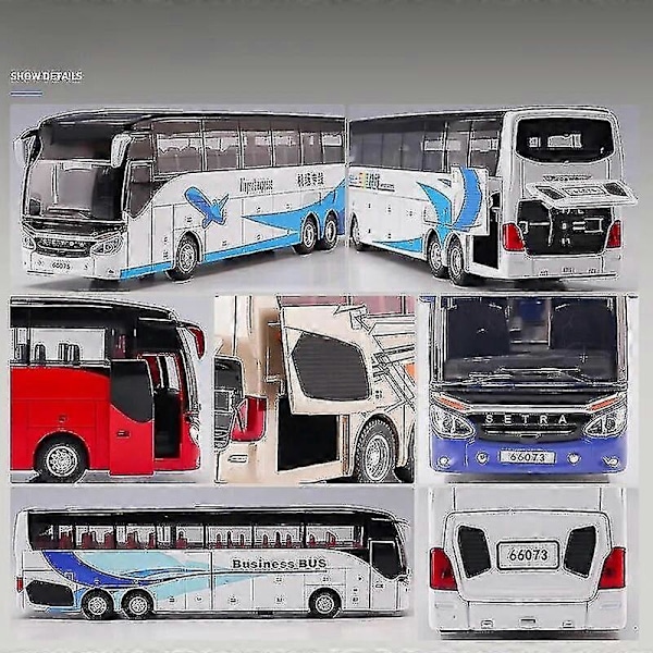 1/50 Setra Luksus Coach Bus Legetøjsbil Die-Cast Miniature Model Træk Tilbage Lyd & Lys Uddannelsesmæssig Samling Gave Til Drenge Børn Double-decker Bus4