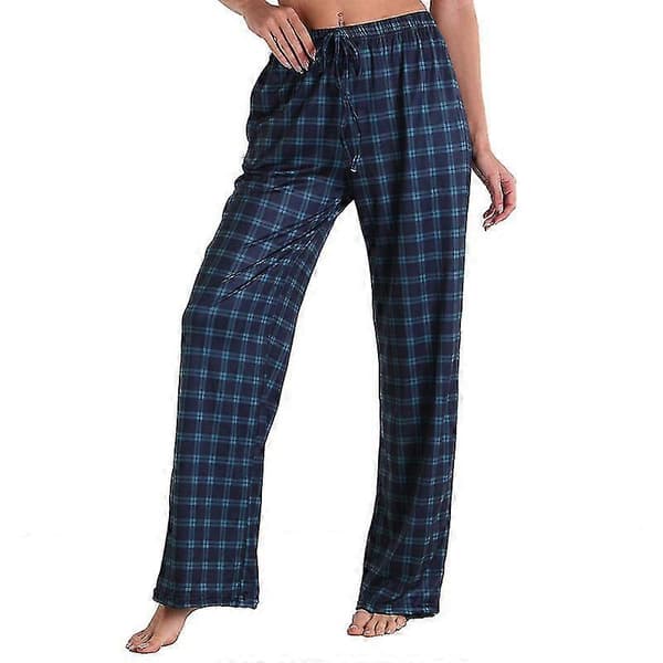 Dame Pyjamasbukser Stretch Lounge Bukser Plaid Pyjamasunderdele 2XL Navy