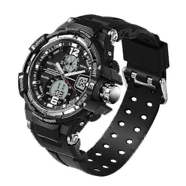 Herre Dual Display Elektronisk Ur Silver