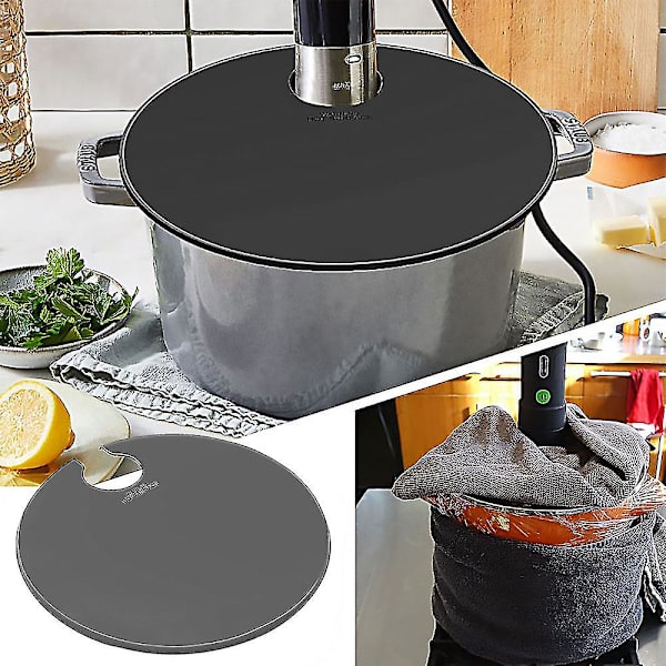 Sous Vide Præcisionsmadlavningskoger Silikonlåg Passer Til 10,5\" Gryde Letvægts Tætning Den Isolerende Dæk Køkkentilbehør Grey