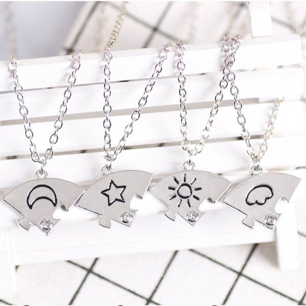 4 delar set vänskap halsband BFF hänge gold