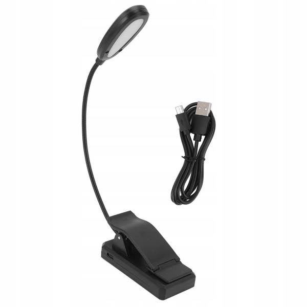 Läslampa bokterminal, strömbrytare klämlampa USB uppladdningsbar, 5 leds boklampa 360 Flexibel Justerbar Ft