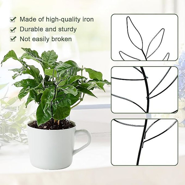 Indendørs Plantestøtte, Indendørs Klatreplante Støtte, Metal Klatreplante Støtte, Bruges til Monstera, Vinstokke, Potteplanter og Blomster, 2 Stykker, Bla