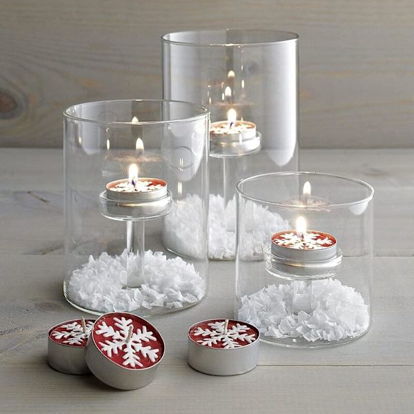Glass Telysholder Stearinlys Sett med 3 Klart Votiv Lysholdere for Bryllup Fest Hjem Stue Dekorasjon