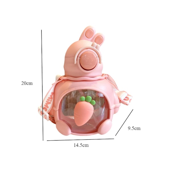 Børne Kanin Vandflaske 690ml Sød Drikkeflaske til Drenge og Piger Børn Pink Pink 14.5cmx9.5cmx20cm