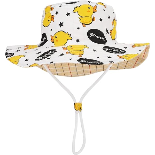 Barn Solhatt, Unisex Barn Sommarhatt Hinkhatt med Justerbar Hakrem Bred Brätte Solskydd Hatt