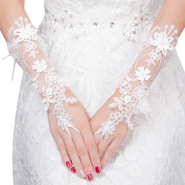 Princess Elegant Lace Fingerless Loop Gloves Dinner Party Pageant Costume Favors