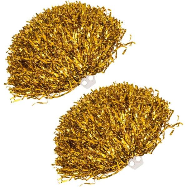 2-pakk fluffy cheerleader pompoms Ultra skinnende metallisk folie cheerleader pompoms Håndholdte cheerleader pompoms med plastfingerring