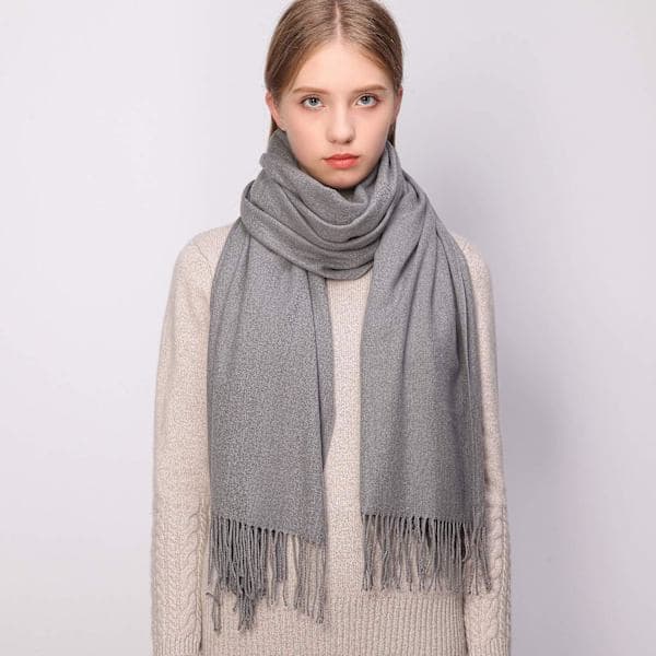 Skjerf, pashmina-sjal og omslag for kvinner, bryllupssjal for kvinner, vinter Light Grey