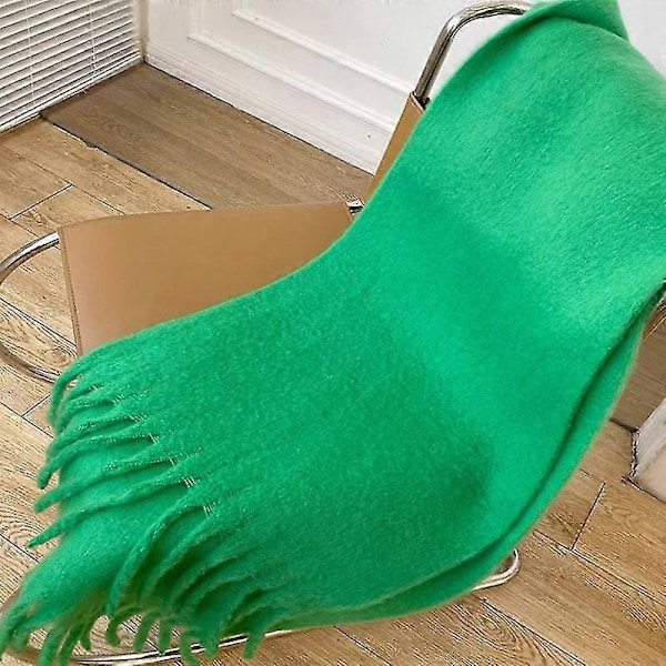 Tykt blødt glutinøst mohair tørklæde nyt klein blåt tørklæde dame sjal varmt tørklæde Lotus grass green