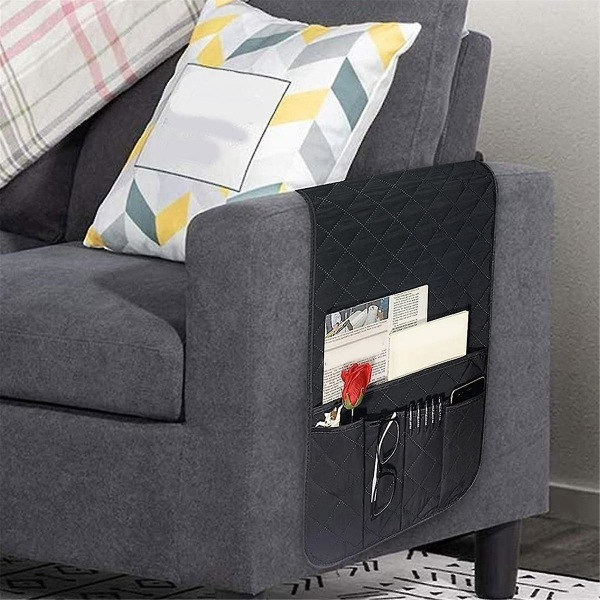 Sofa Armlæn Organizer Fjernbetjening Holder Ikke-Lænestol Holder til Sofa Recliner med 5 Lommer