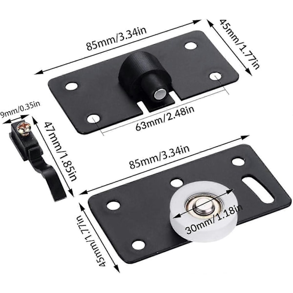 Set med 2 Skjutdörrsrullar, Skjutdörrsbeslag, Skjutdörrshjul 30 mm Tysta Nylon Skjutdörrsrullar för Skåp Garderob - I Lager
