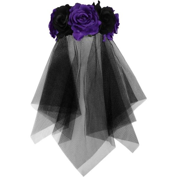 Blomsterkrans Pandebånd Gotisk Brude Slør Halloween Tiara Pandebånd