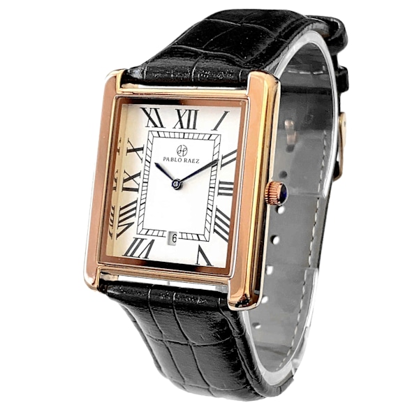 PABLO RAEZ Rostfritt Stål Lyx Klocka Läder Quartz Fyrkantig Damklocka Montre Unisex Herr Tnak Casual Armbandsur Rose black Big