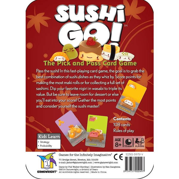 Spilforfatter | Sushi Go spil | Kortspil | Alder 8+ | 2-5 spillere | 15 minutters spilletid