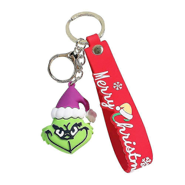 Joulupukki Grinch -avaimenperä lapsille, söpö Grinchmas-avaimenperä riipus Purple Hat