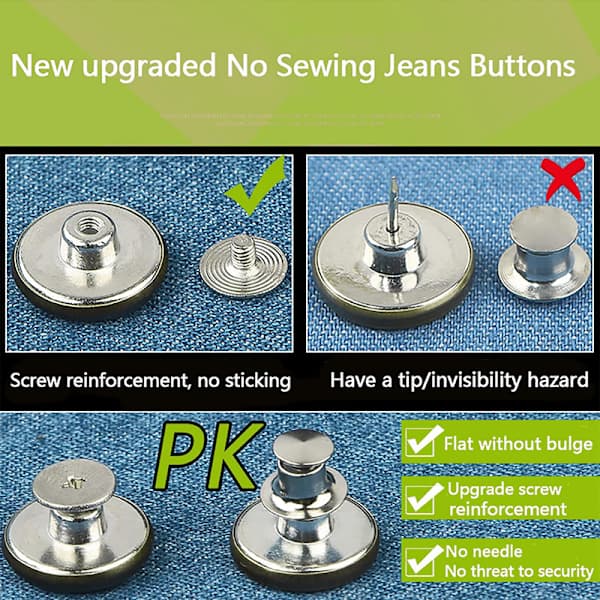 Udskiftning af sølvknapper til jeans, 12-pak