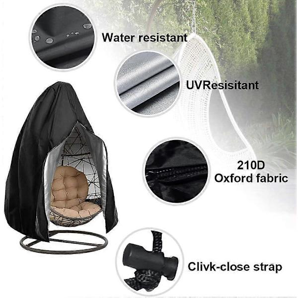 210D Överdrag för Hängande Uteplatsstol, Dammtätt och Vattentätt Skydd för Pod Swing Stol Black 231x200CM