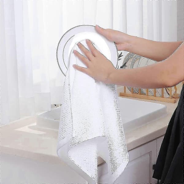 6-pakning 100 % bomullsfrotté kjøkkenhåndklær - Hengeløkke for oppvask og kjøkkenrengjøring - Perfekt hvit 34*73cm hvit 34*73cm White