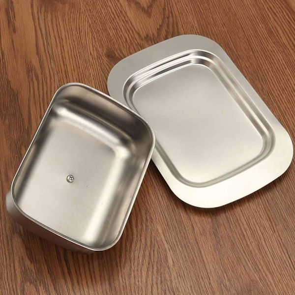 Smørboks i rustfritt stål med lokk, smørboks i rustfritt stål med lokk for smør, tåler oppvaskmaskin
