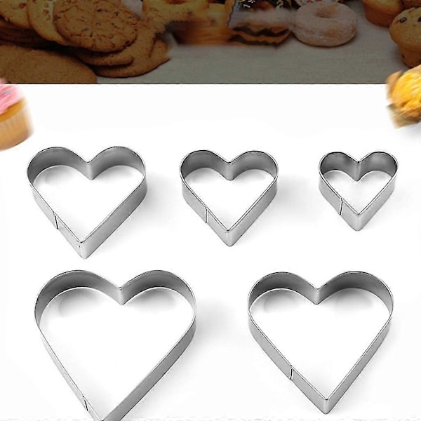 5 stk/10 stk Hjerteformede Kakeformer Sett Søt Baking Rustfritt Stål Former Kutter For Matlaging Baking Sukkerpasta Og Kake Baking Kjøkken Bar Gadget